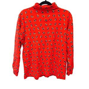 Mickey & Co Sweatshirt Womens‎ Red Large Sleeves Knit Turtle Neck Play Fun Tee